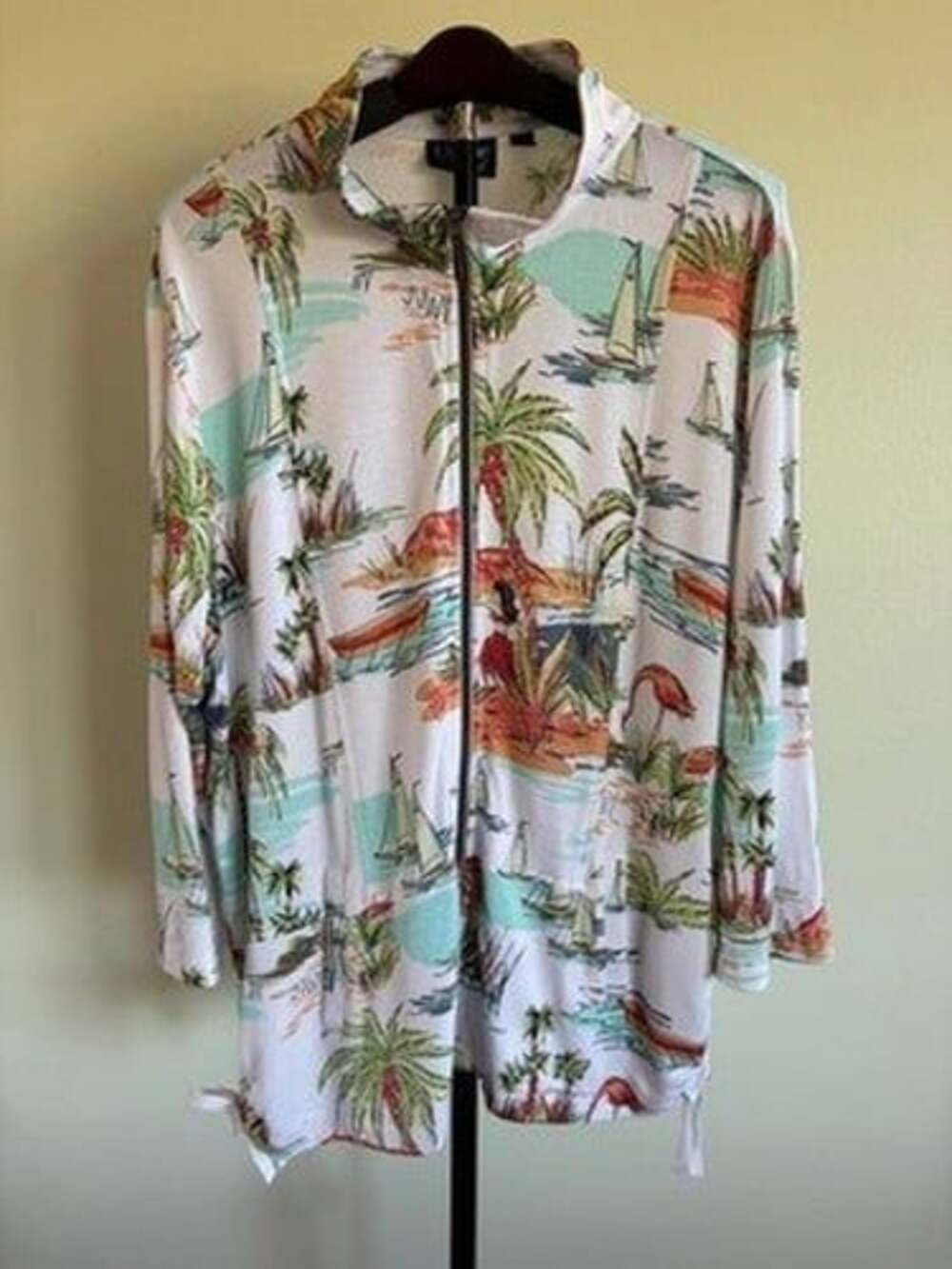 Onque Casuals Tropical Island Jacket Womens XL Full Zip
